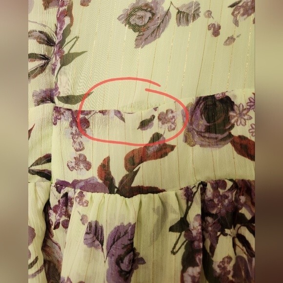 FOURTEENTH PLACE Ella Long Sleeve Chiffon Tiered Maxi dress in yellow bouquet XL - Picture 9 of 16